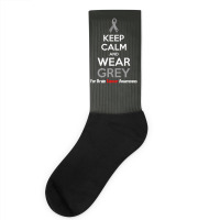 Keep Calm And Wear Grey (for Brain Cancer Awareness) Socks | Artistshot