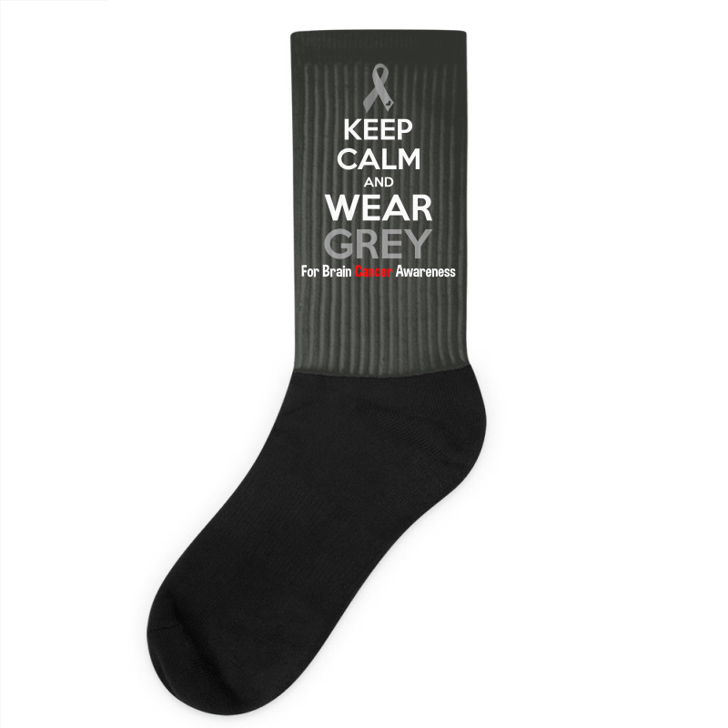 Keep Calm And Wear Grey (for Brain Cancer Awareness) Socks | Artistshot