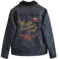 Happy Valentines Day One Unisex Sherpa-lined Denim Jacket | Artistshot