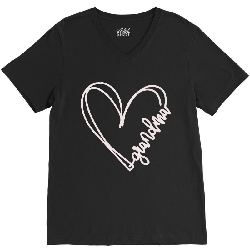 Worlds Coolest Grandma Heart Shirt V-neck Tee | Artistshot