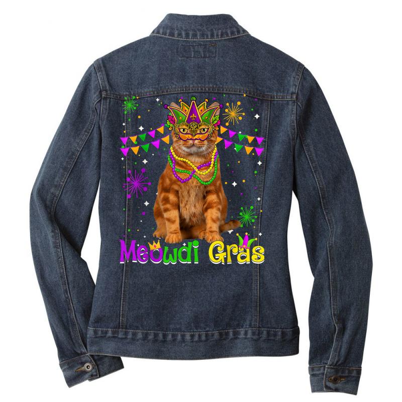 Mardi Gras Cat Lover Cute American Shorthair Cat Carnival T Shirt Ladies Denim Jacket by veroniquetour3tz | Artistshot