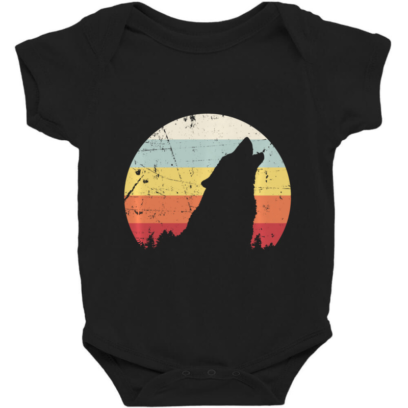 Limited Edition Retro Wolf Howling At The Full Moon Baby Bodysuit by Berrios Crisp | Artistshot