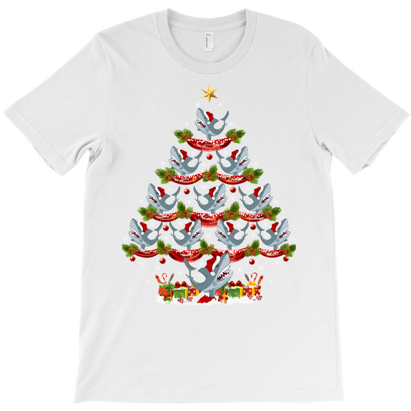 Xmas Holiday Santa Great White  Christmas Tree T-shirt | Artistshot