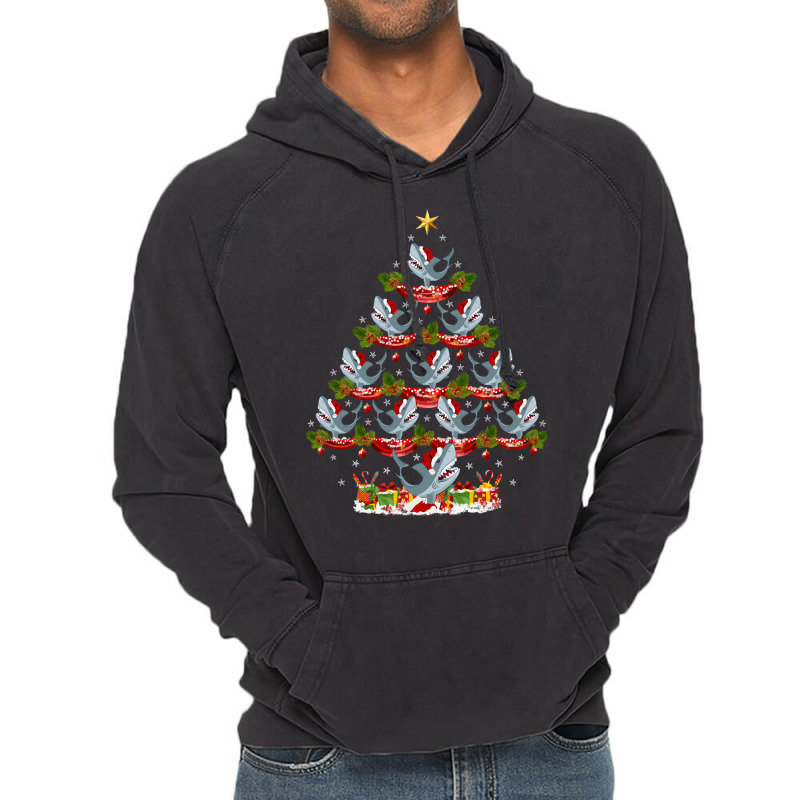 Xmas Holiday Santa Great White  Christmas Tree Vintage Hoodie | Artistshot