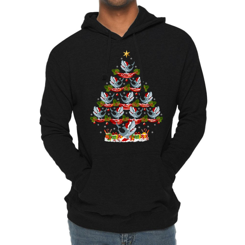 Xmas Holiday Santa Great White  Christmas Tree Lightweight Hoodie | Artistshot