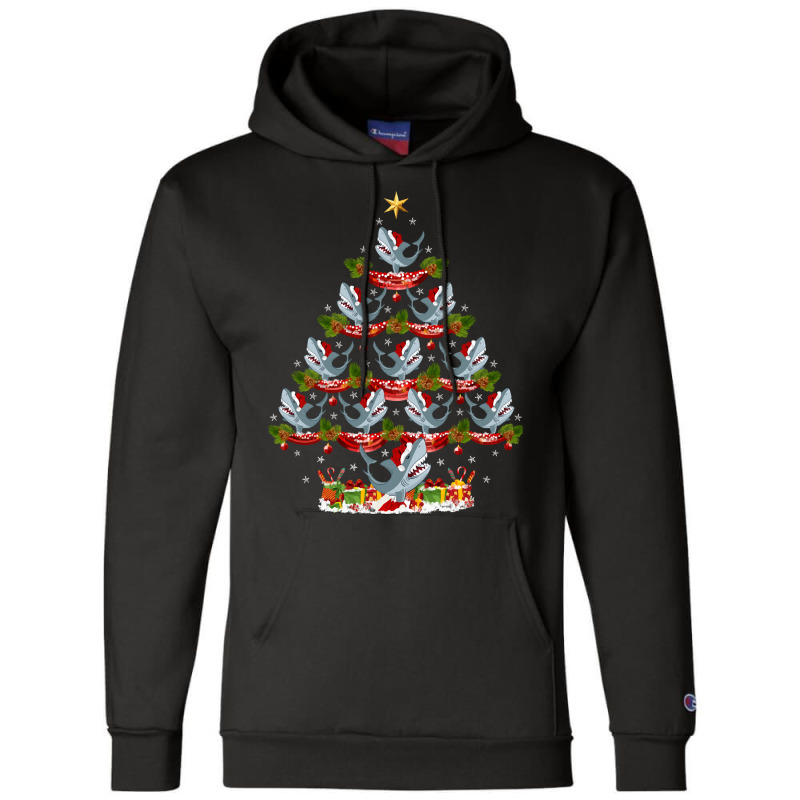 Xmas Holiday Santa Great White  Christmas Tree Champion Hoodie | Artistshot