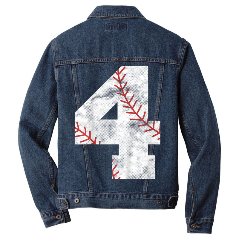 Hot Trend Kids 4th Birthday Baseball Big Number Four 4 Year Old Boy Gi Men Denim Jacket | Artistshot