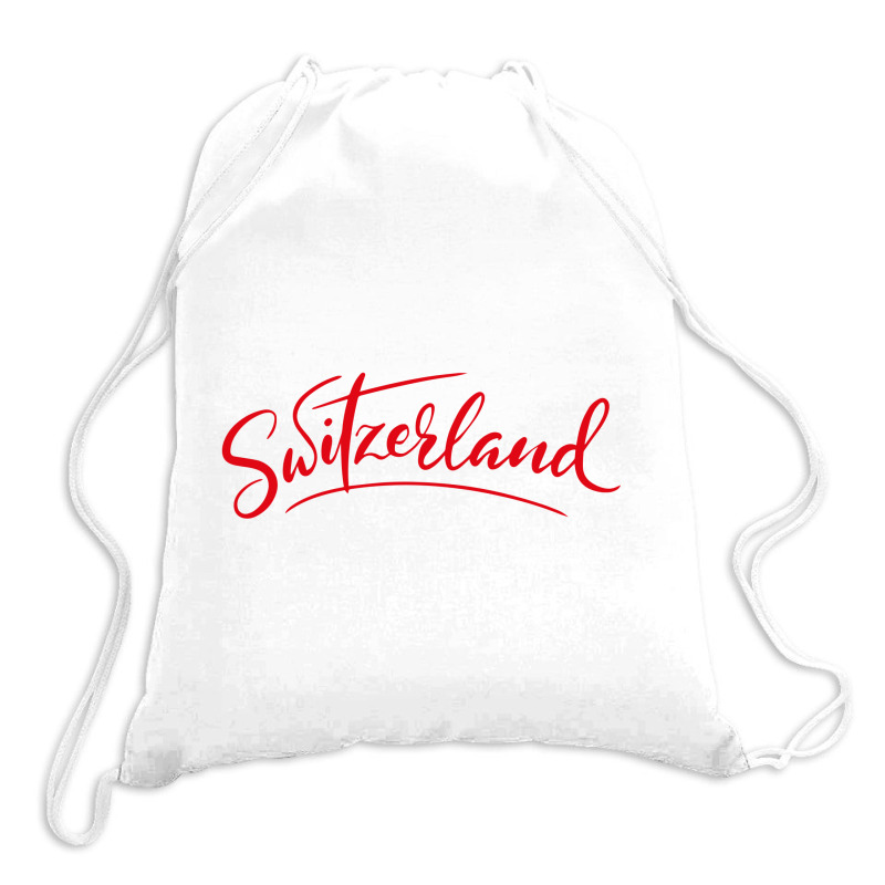 Switzerland Script Drawstring Bags | Artistshot