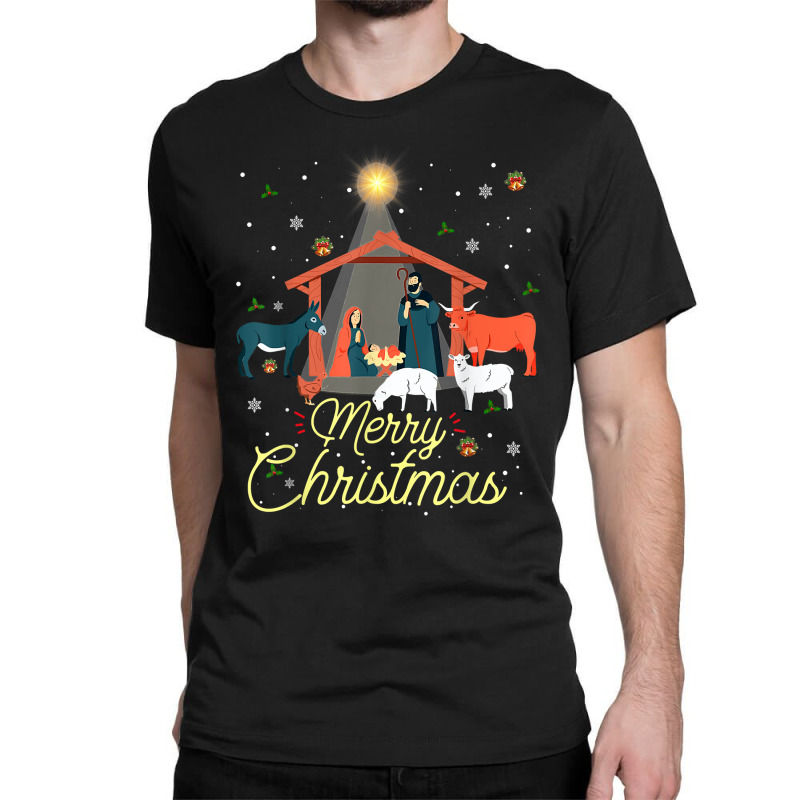 Merry Christmas Baby Christ Jesus Nativity Scene Matching T Shirt Classic T-shirt by cordellwerw56r | Artistshot