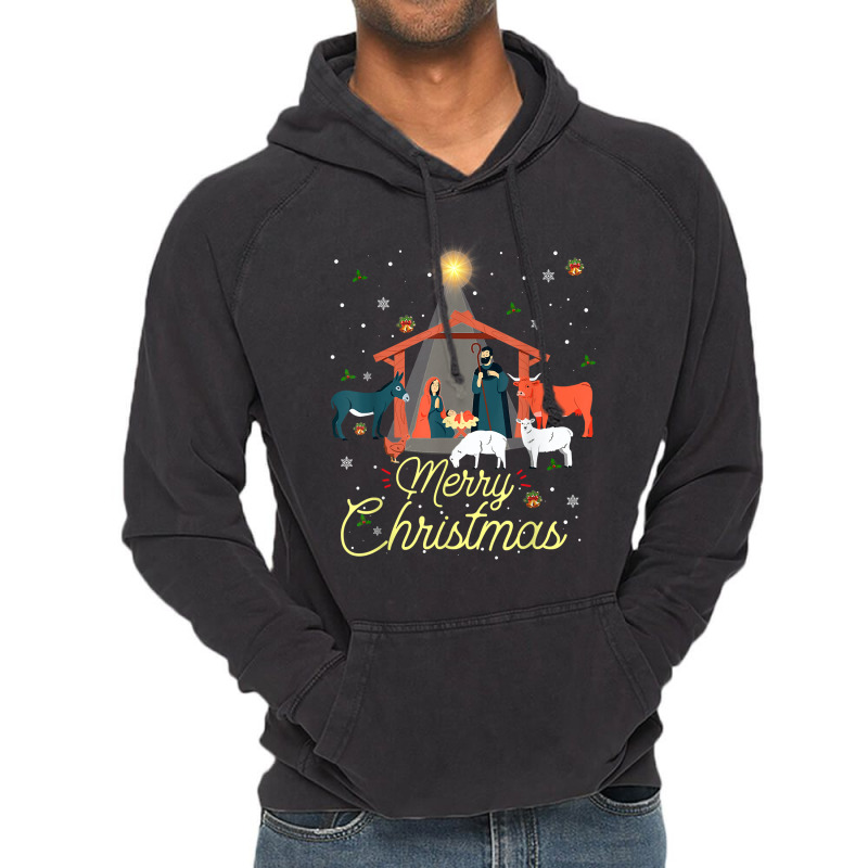 Merry Christmas Baby Christ Jesus Nativity Scene Matching T Shirt Vintage Hoodie by cordellwerw56r | Artistshot