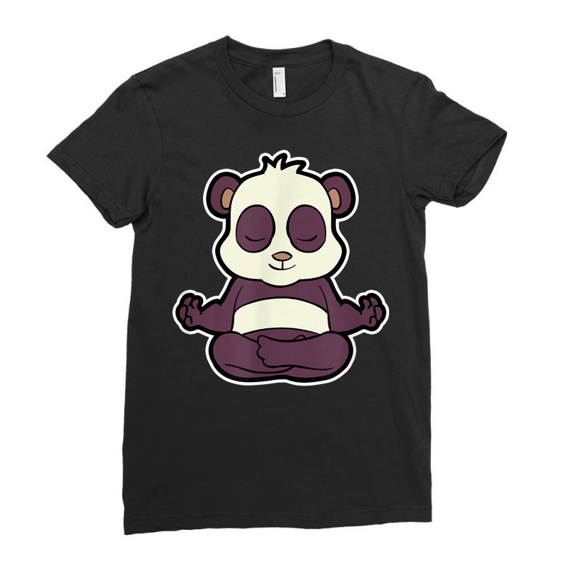 Panda Pandasana Yoga Animal Position Vintage Frequency Ecg T Shirt Ladies Fitted T-Shirt by hyong5i4 | Artistshot