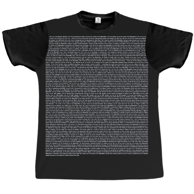 Gillard's 2012 Misogyny Speech Transcript Graphic T-shirt by BlondinaKovacevic | Artistshot