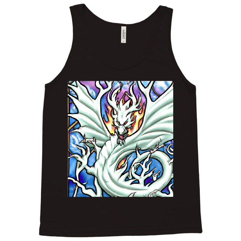 Limited Edition White Dragon Breathing Fire Stained Glass Tank Top | Artistshot