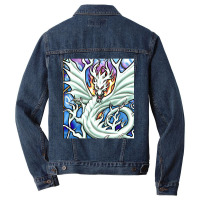 Limited Edition White Dragon Breathing Fire Stained Glass Men Denim Jacket | Artistshot