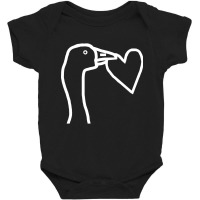 Trending White Line Minimal Goose Stealing A Heart Portrait Baby Bodysuit | Artistshot