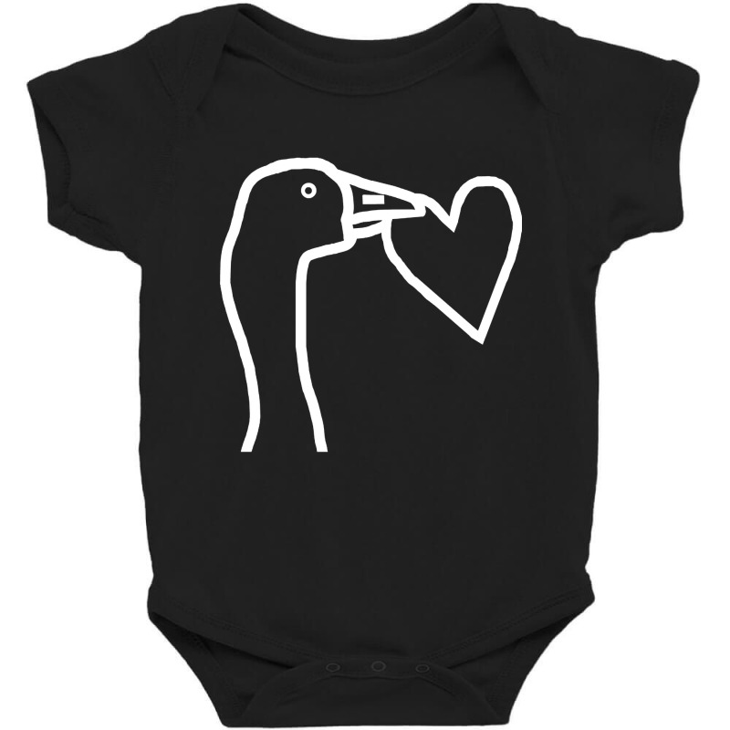 Trending White Line Minimal Goose Stealing A Heart Portrait Baby Bodysuit | Artistshot