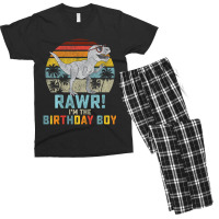 Trending Kids Birthday Boy Dino T Rex Dinosaur Boys Matching Family Men's T-shirt Pajama Set | Artistshot