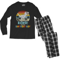 Trending Kids Birthday Boy Dino T Rex Dinosaur Boys Matching Family Men's Long Sleeve Pajama Set | Artistshot