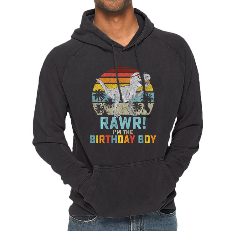 Trending Kids Birthday Boy Dino T Rex Dinosaur Boys Matching Family Vintage Hoodie | Artistshot