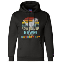 Trending Kids Birthday Boy Dino T Rex Dinosaur Boys Matching Family Champion Hoodie | Artistshot