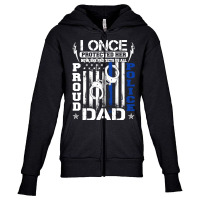 Proud Police Dad Shirt Support Police Daughter Sweatshirt Youth Zipper Hoodie | Artistshot