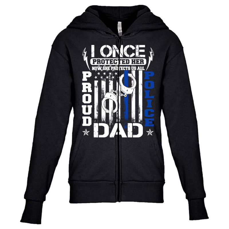 Proud Police Dad Shirt Support Police Daughter Sweatshirt Youth Zipper Hoodie | Artistshot