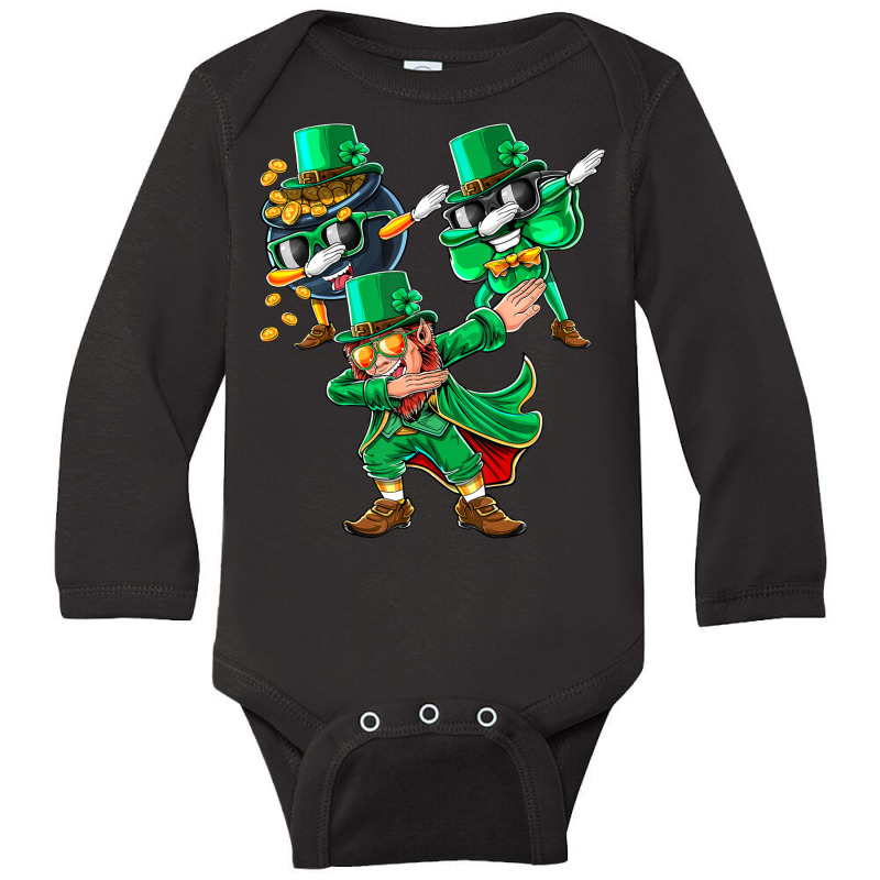 Dabbing Leprechaun Shamrock Clover St. Patrick's Day Kids  T Shir Long Sleeve Baby Bodysuit | Artistshot