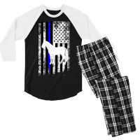 Hot Trend Police Mounted Patrol Horse American Flag Men's 3/4 Sleeve Pajama Set | Artistshot