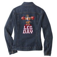 Leg Day Boxer Weight Lifting Squat Gym Ladies Denim Jacket | Artistshot