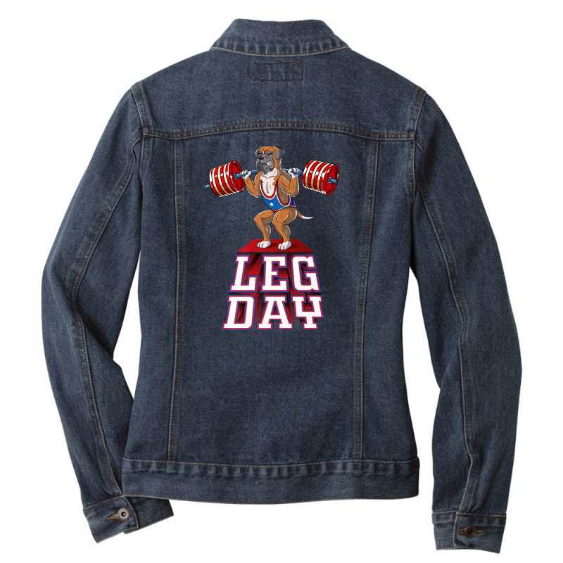 Leg Day Boxer Weight Lifting Squat Gym Ladies Denim Jacket by hyskovoyc | Artistshot