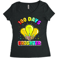 Hot Trend 100 Days Brighter Kids Boy Girls 100th Day Of School Women's Triblend Scoop T-shirt | Artistshot