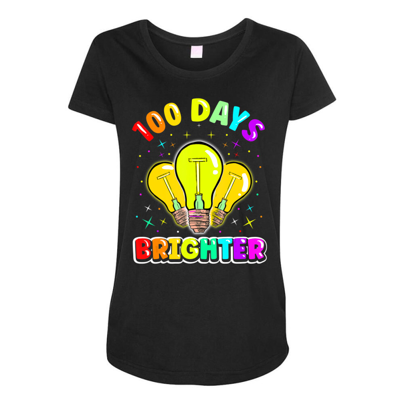 Hot Trend 100 Days Brighter Kids Boy Girls 100th Day Of School Maternity Scoop Neck T-shirt by Ricarda Petrie | Artistshot