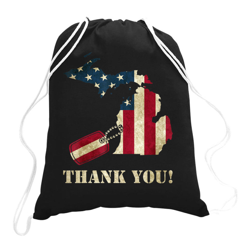 Limited Edition Michigan Veteran Thank You Memorial Day Drawstring Bags | Artistshot