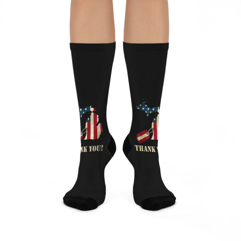 Limited Edition Michigan Veteran Thank You Memorial Day Crew Socks | Artistshot