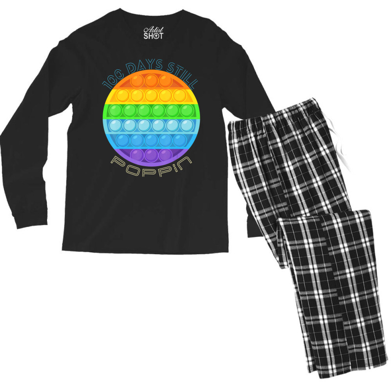 Trending 100th Day Of School 100 Days And Still Poppin Pop It Men's Long Sleeve Pajama Set | Artistshot