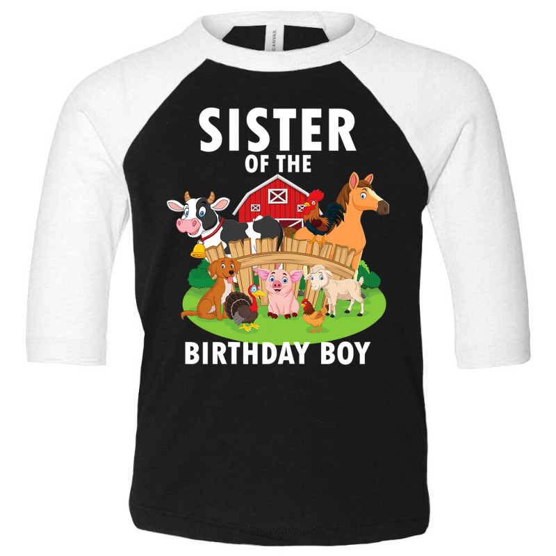 Sister Of The Birthday Boy Farm Animals Matching Farm Theme Toddler 3/4 Sleeve Tee by DonnaSchennum1234 | Artistshot