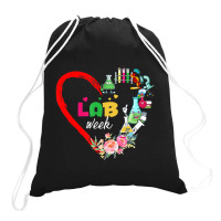 Hot Trend Lab Week 2022 Laboratory Tech Heart Funny Technologist Drawstring Bags | Artistshot