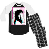 Cyberpunk Cyborg Girl Color Glitch Futuristic Style Men's 3/4 Sleeve Pajama Set | Artistshot