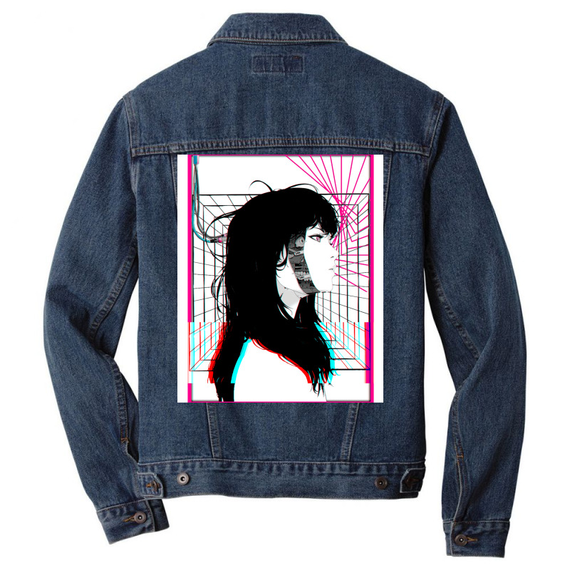 Cyberpunk Cyborg Girl Color Glitch Futuristic Style Men Denim Jacket by livinostuffs6 | Artistshot