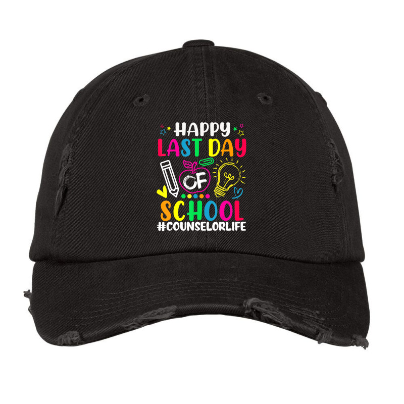 Hot Trend Happy Last Day Of School Counselor Life Teacher Lover Summer Vintage Cap | Artistshot