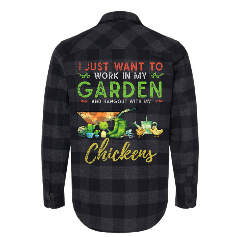 Chicken Chick I Just Want To Work In My Garden Gardening Chicken Garde Flannel Shirt by AURRADILLARD | Artistshot