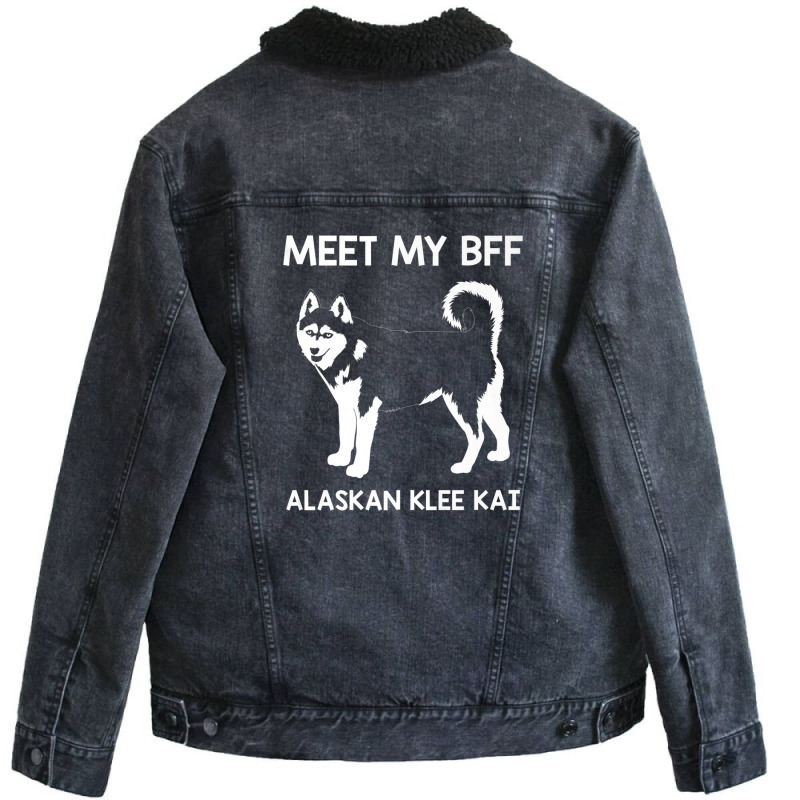 Funny Meet My Bff Alaskan Klee Kai Pet Dog Lover Unisex Sherpa-lined Denim Jacket | Artistshot