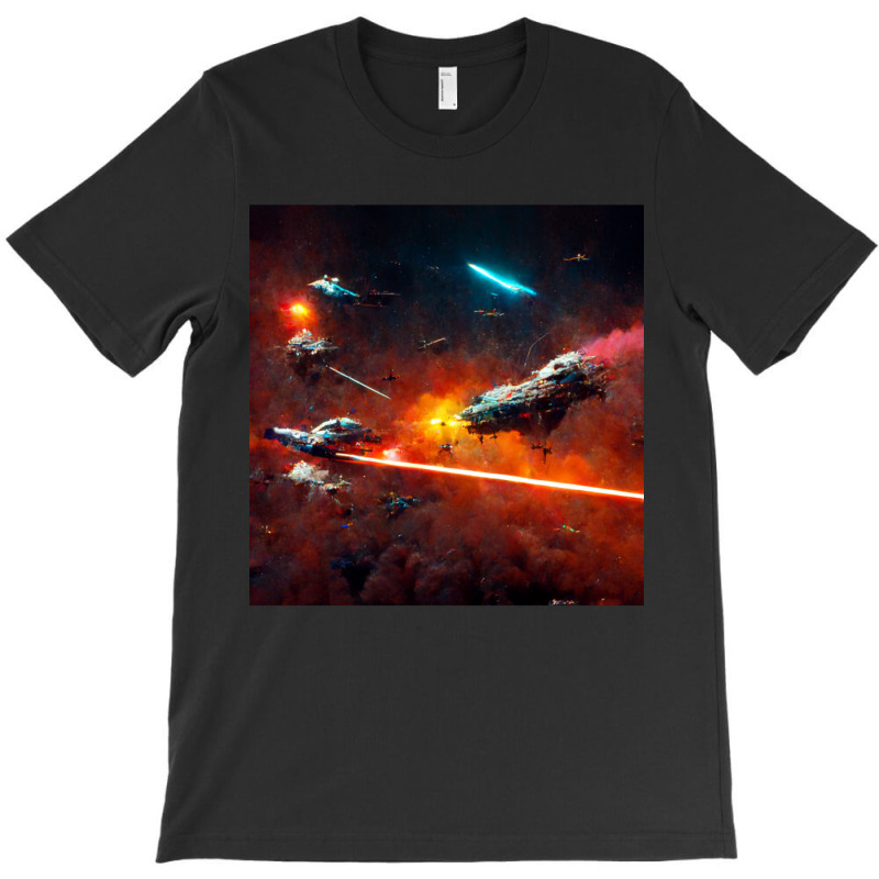 Epic Space Battle Painting Poster Chaotic Laser Fight T-shirt | Artistshot