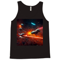 Epic Space Battle Painting Poster Chaotic Laser Fight Tank Top | Artistshot