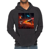 Epic Space Battle Painting Poster Chaotic Laser Fight Vintage Hoodie | Artistshot