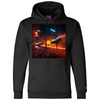 Epic Space Battle Painting Poster Chaotic Laser Fight Champion Hoodie | Artistshot