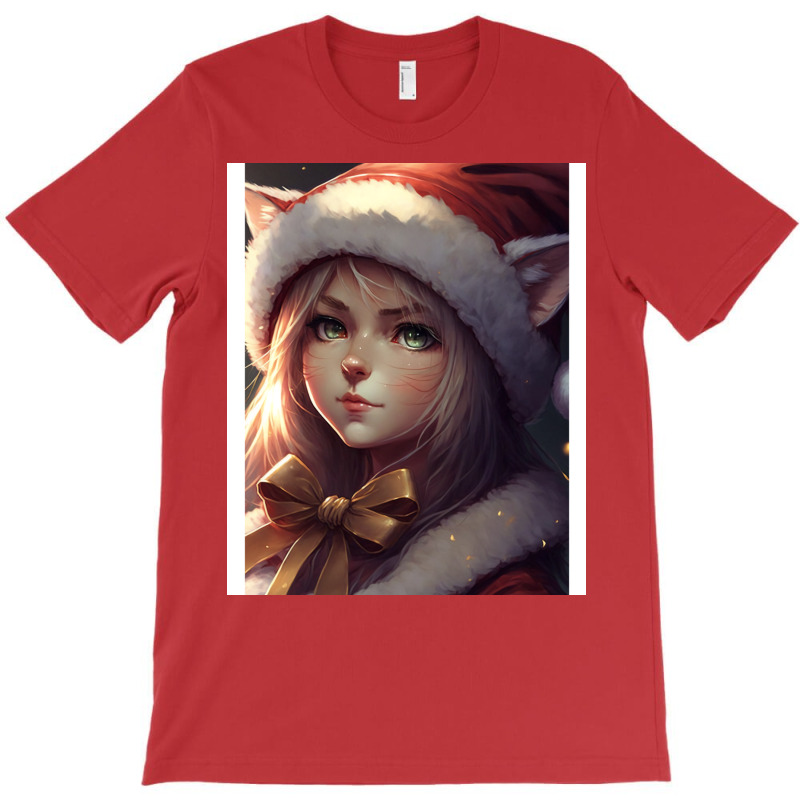 Red Cat Santa Lady T-shirt | Artistshot