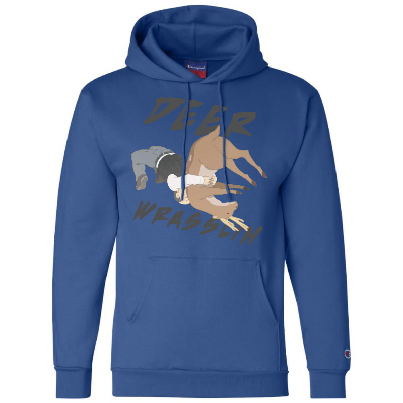 Deer Wrasslin' Champion Hoodie by livinostuffs6 | Artistshot