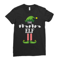 Signing Elf Matching Family Sign Language Deaf Christmas Asl T Shirt Ladies Fitted T-shirt | Artistshot