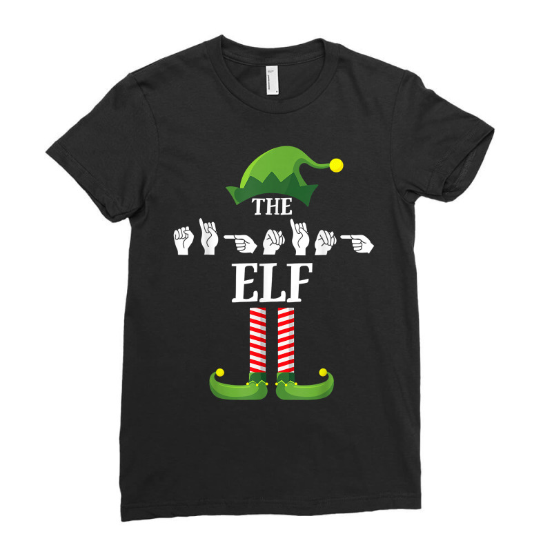 Signing Elf Matching Family Sign Language Deaf Christmas Asl T Shirt Ladies Fitted T-Shirt by l71e1leis | Artistshot